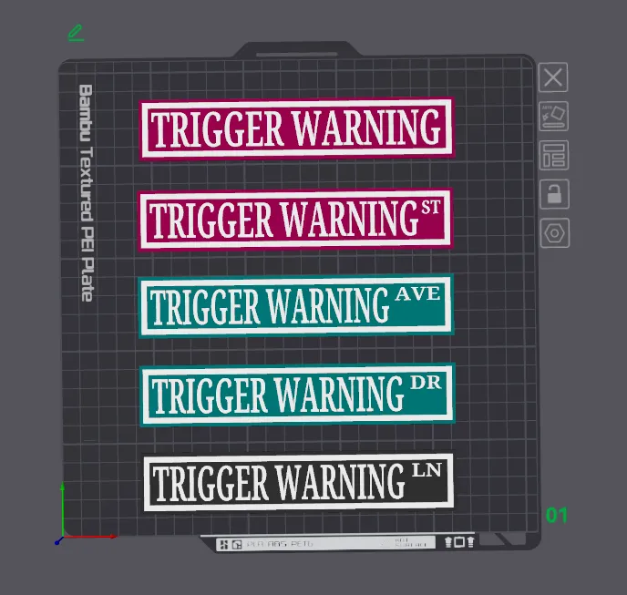 Trigger Sign Visual Bookshelf Sign - Trigger Warning (Multi. Options) - Free 3D Print Model ...
