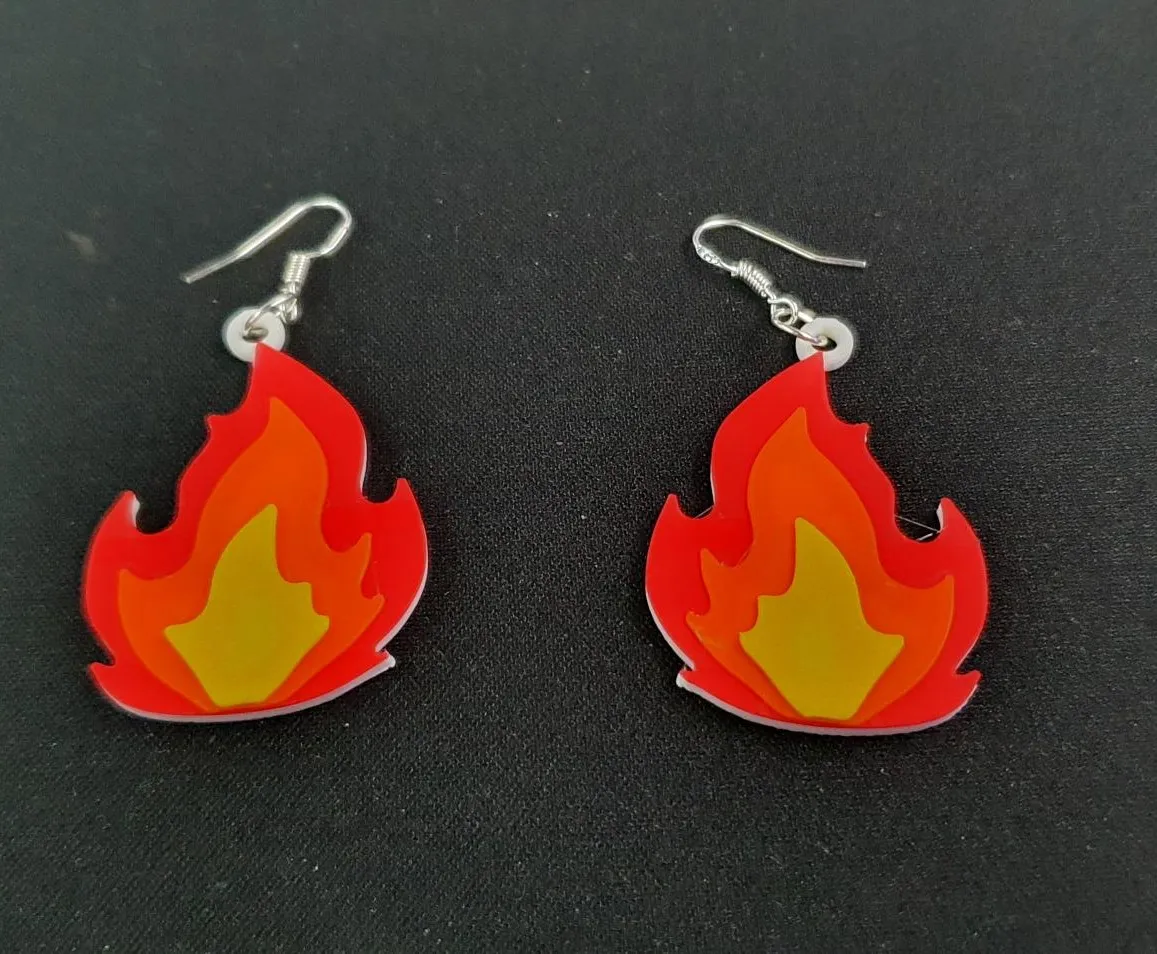 Fire flame earrings view 3