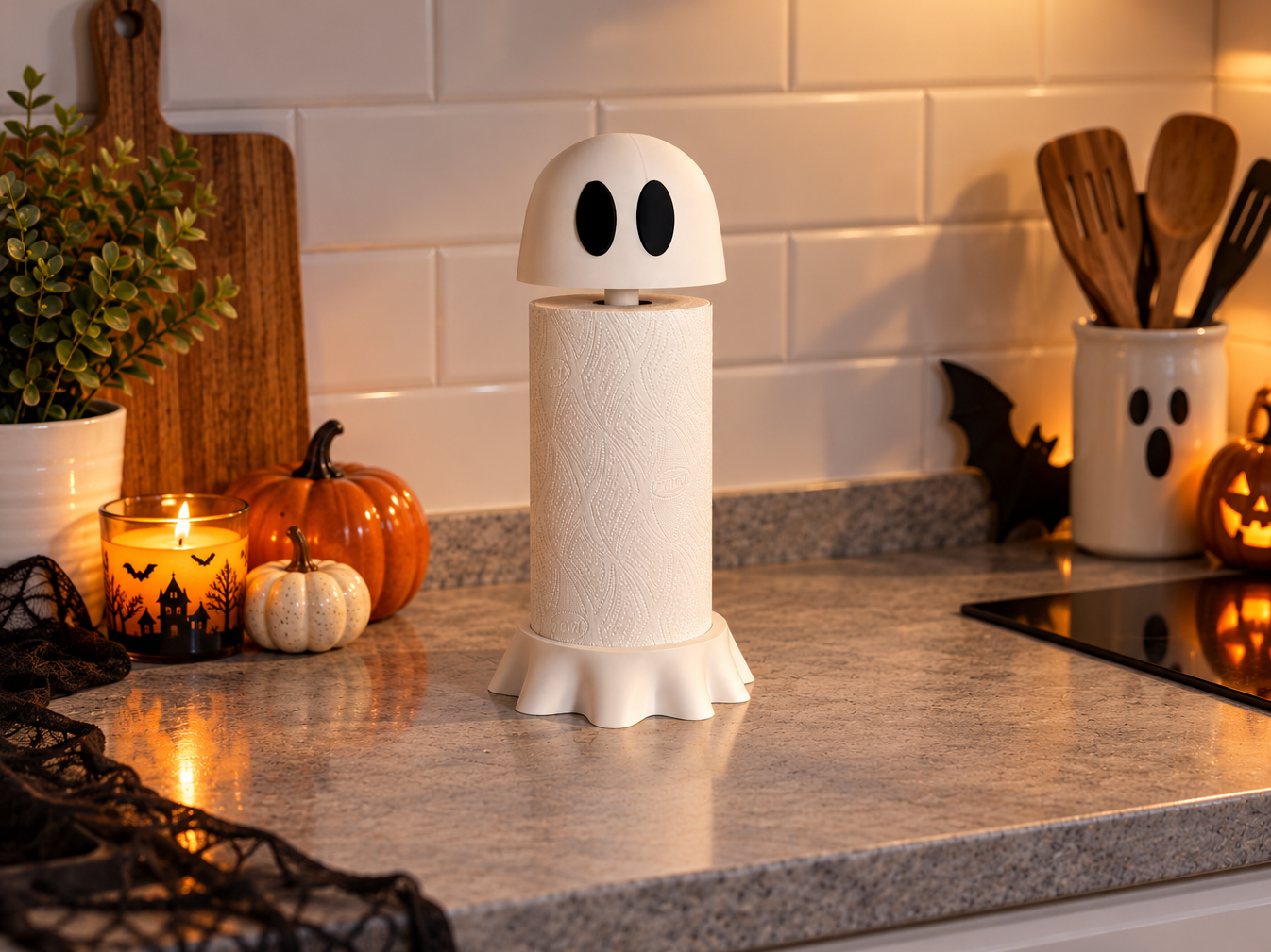 Ghost Paper Towel Holder – Halloween Kitchen Decor - 1