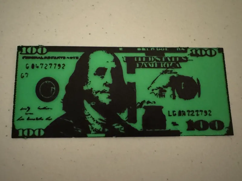 $100 Bookmark (Simple 2 color print)