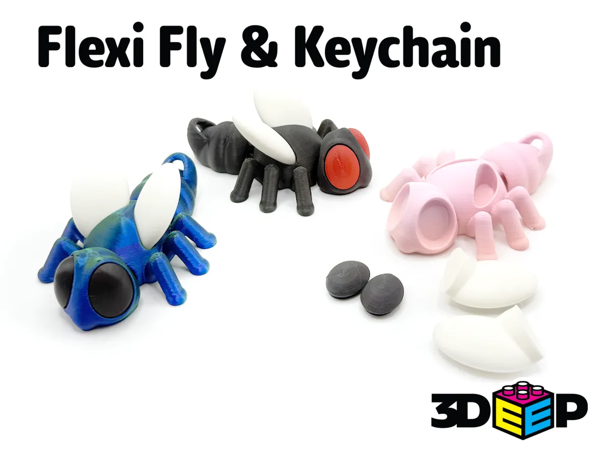 Flexi Fly & Keychain - No Supports by 3DeepDesigns MakerWorld: Download Free 3D Models - 3D model önizlemesi