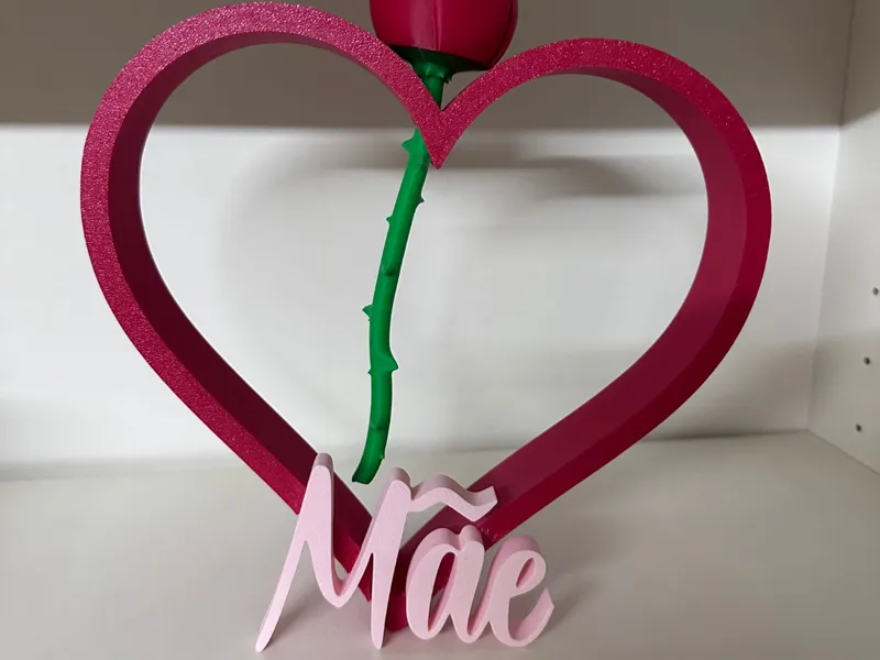 Coração Mãe Com Rosa