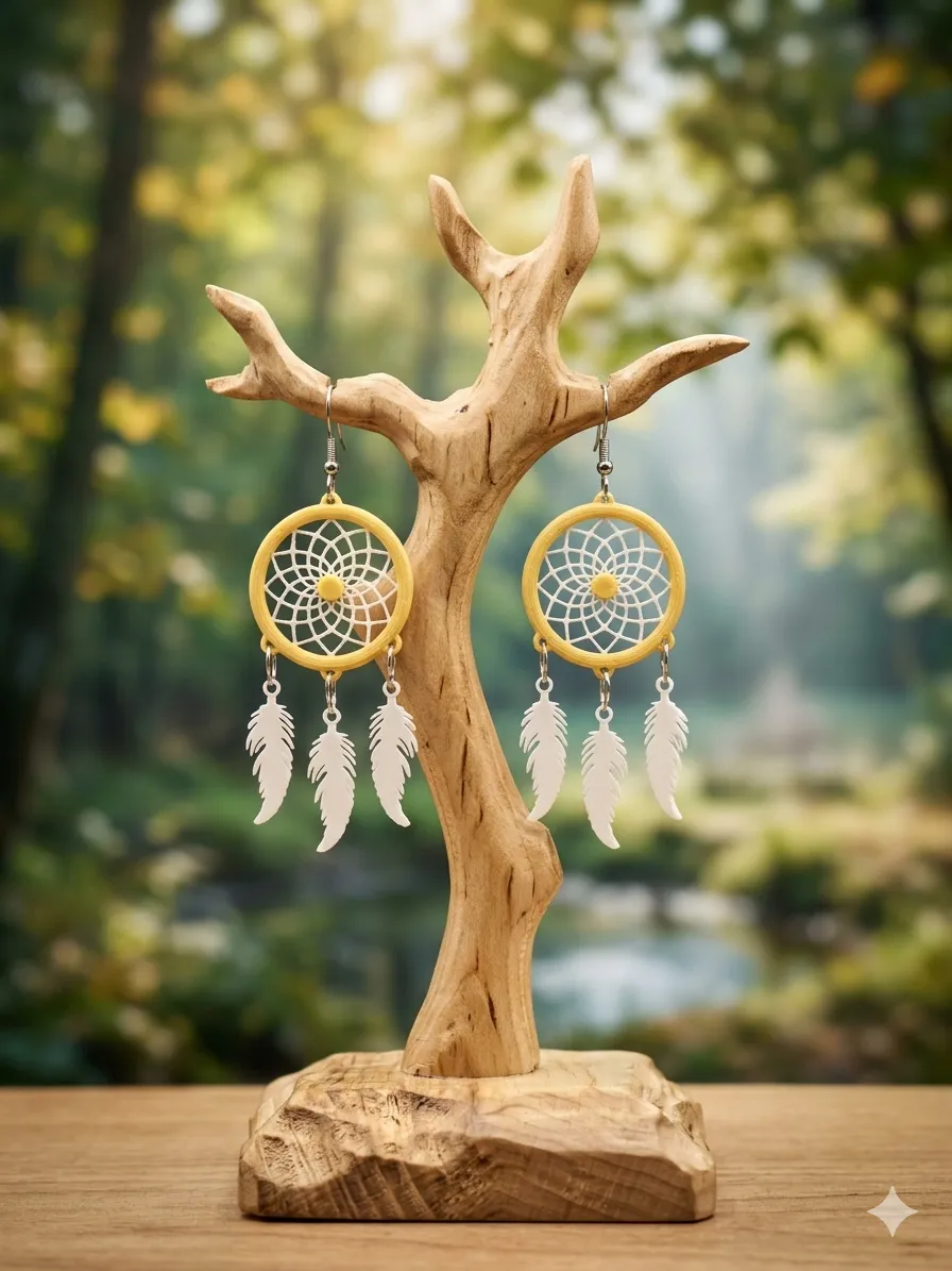 Native Dreamcatcher Earrings (0.2mm Optimized) view 2