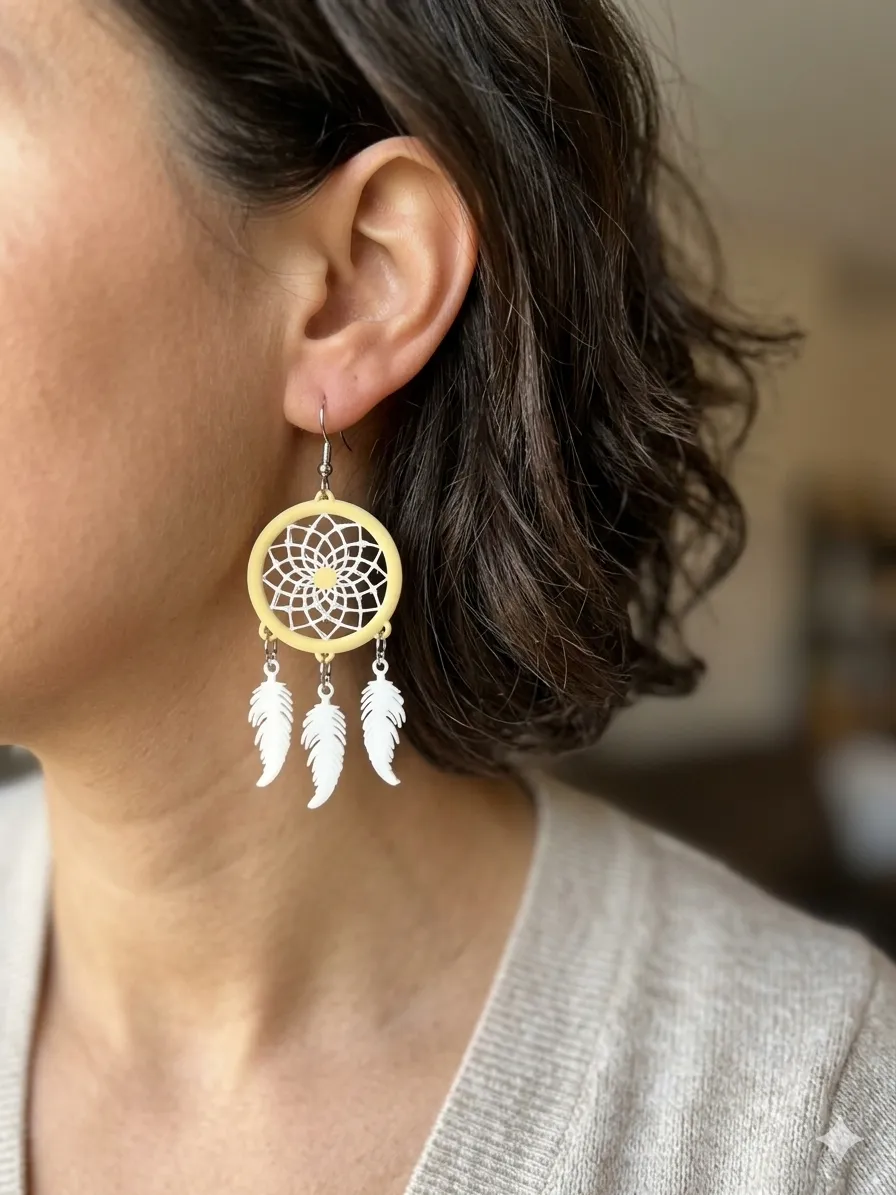 Native Dreamcatcher Earrings (0.2mm Optimized) view 3