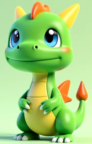 Dragón adorable verde