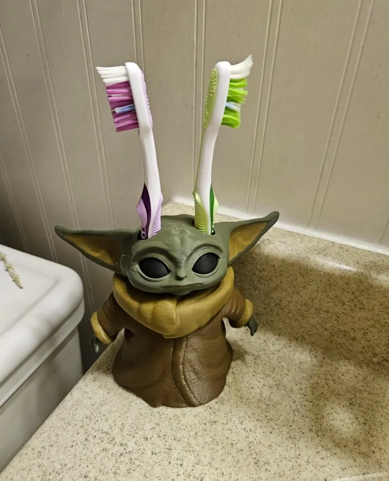 Baby Yoda Toothbrush Holder-AMS Version - Free 3D Print Model - MakerWorld
