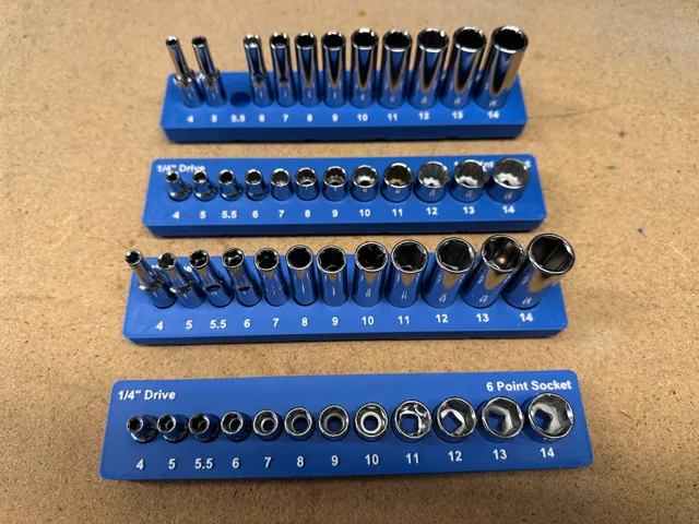 Gridfinity Socket Holder - Metric 1/4" Drive