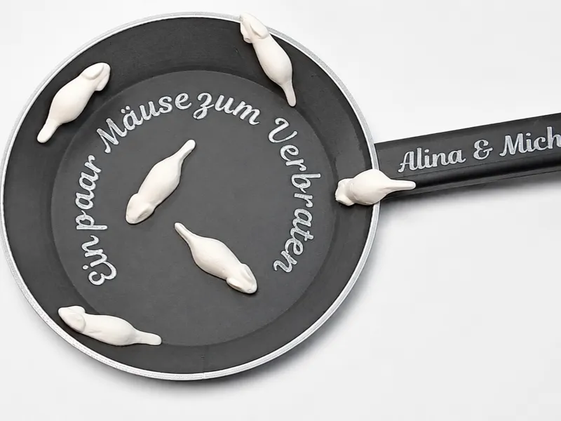 Geldgeschenk Bratpfanne Mäuse zum Verbraten