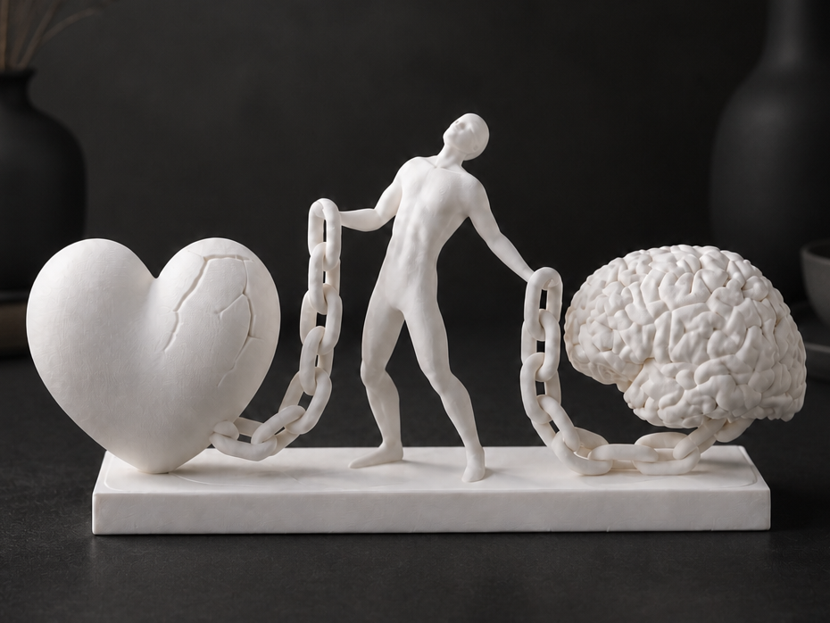 Heart and Brain Balance Sculpture - Emotional Art