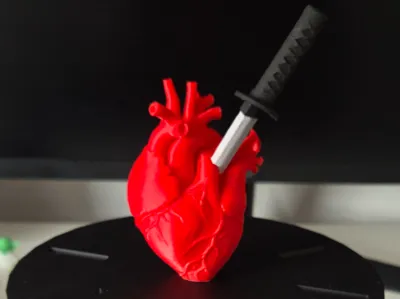 Heart pierced by a samurai katana