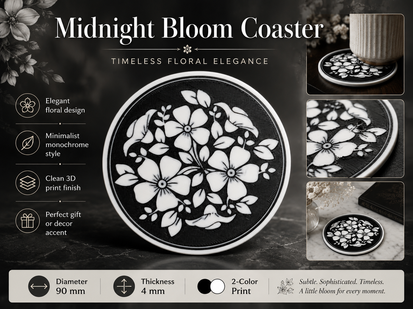 Midnight Bloom Coaster