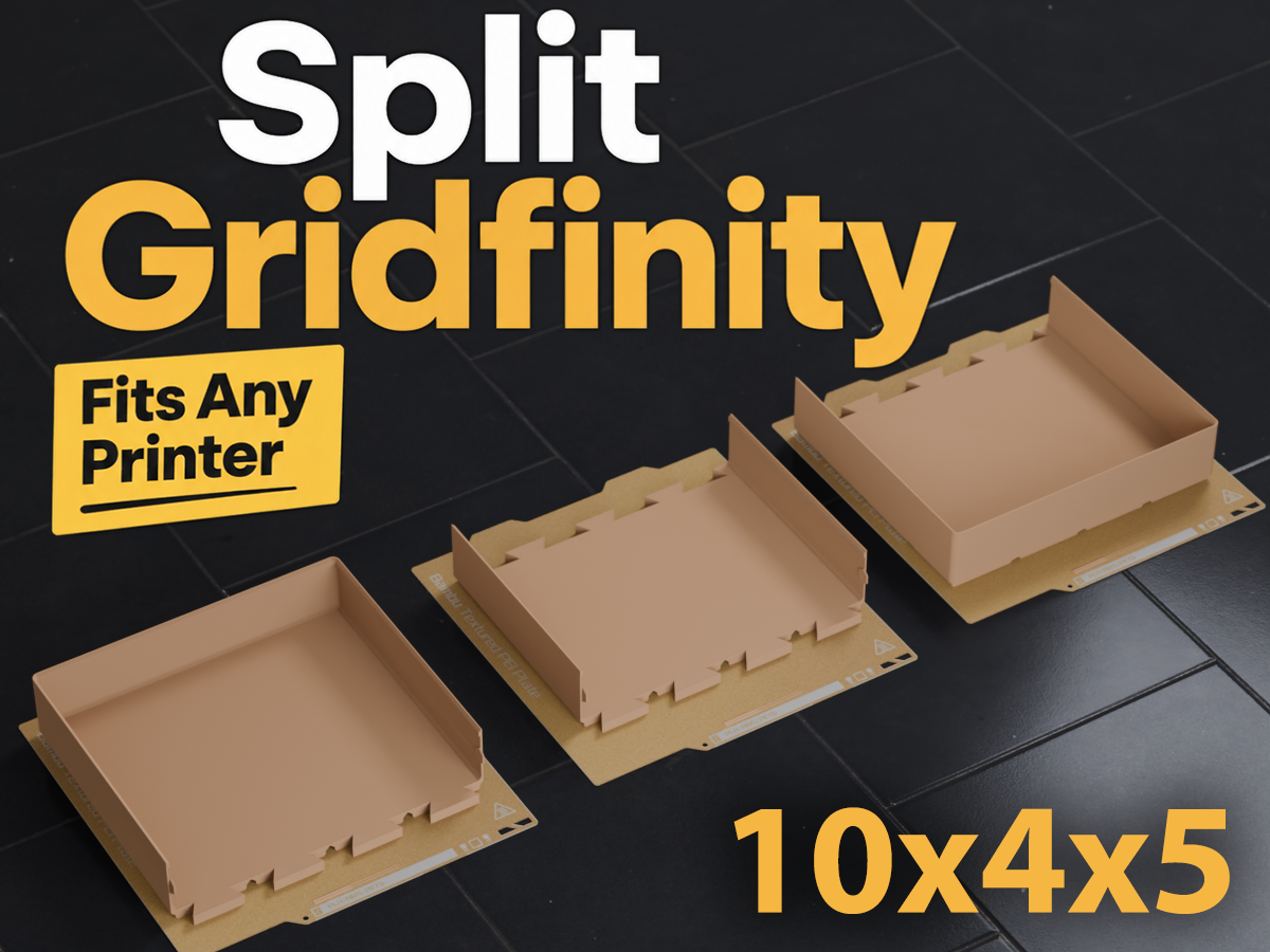 A1 Mini Gridfinity 10x4 Bin 5U Dovetail Split Fit
