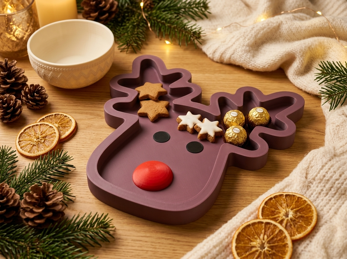 Cute Reindeer Christmas Tray – 3 Sizes - 1