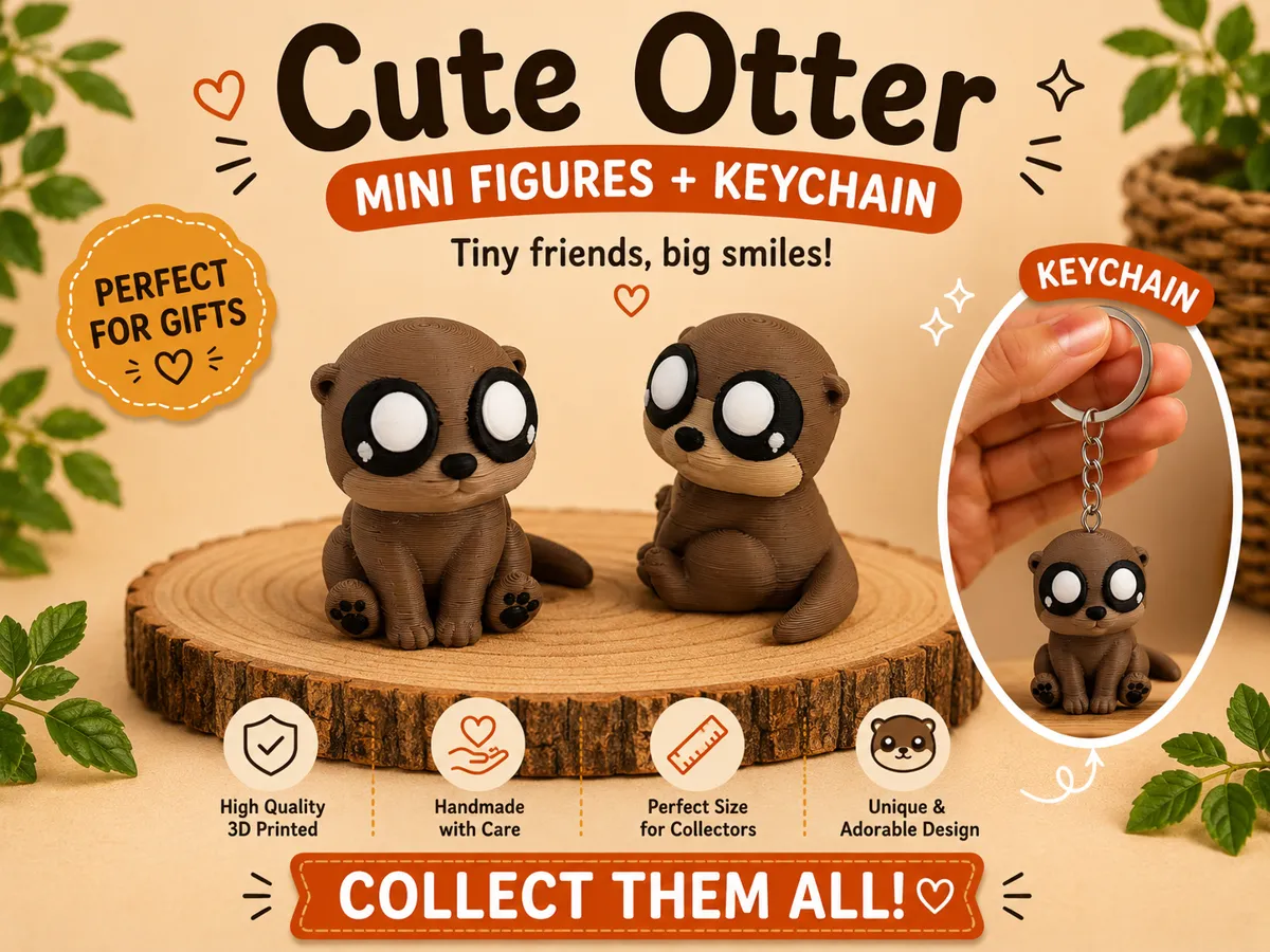 Otter Flexi Toy cute Keychain Articulated - Free 3D Print Model ...