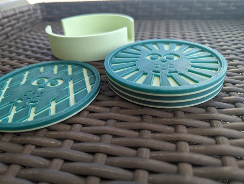 2 Color Owl Coaster Set with Holder by Whippi3D - MakerWorld