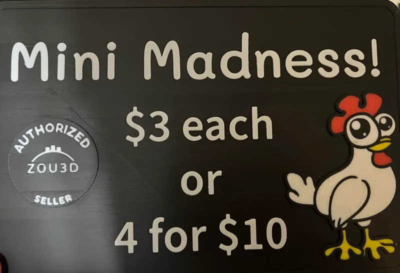 Mini Madness Pricing Sign for Zou3D sellers