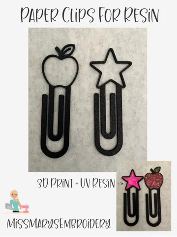 Clip o pieza de sujeción: Apple & Star Paper Clips – 3D Print + UV Resin — vista de referencia 2