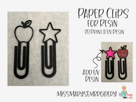 Clip o pieza de sujeción: Apple & Star Paper Clips – 3D Print + UV Resin — referencia de MakerWorld