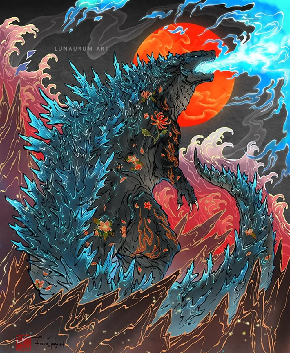 Godzilla Kunst (Gojira) – Kostenloses 3D-Druckmodell – MakerWorld, image size:1000x1216