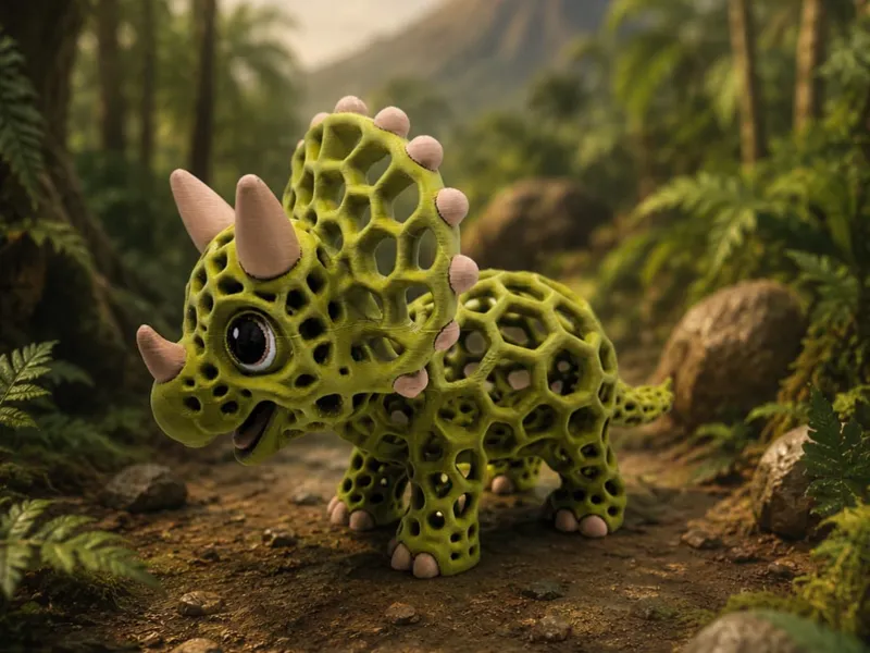HexaRex #4 Triceratops – Cute Voronoi Dinosaur