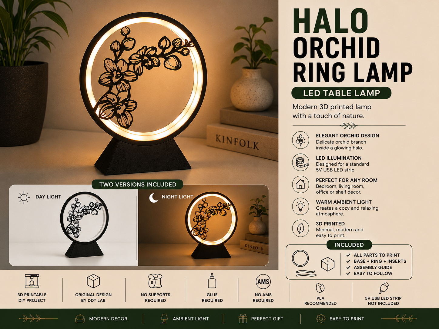 Halo Orchid Ring Lamp | LED Table Lamp