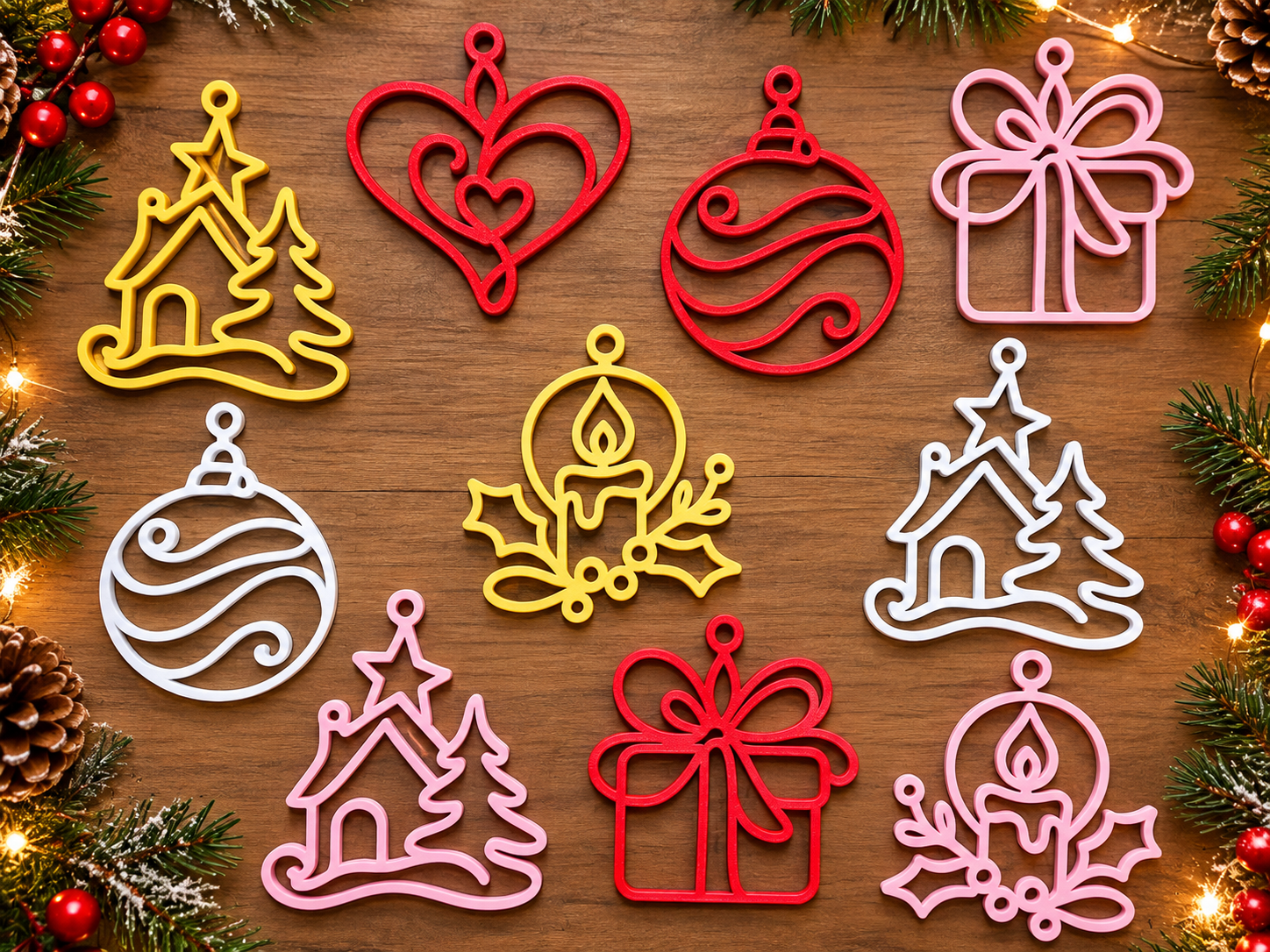 Minimalist Christmas Ornaments – Line Art - 1
