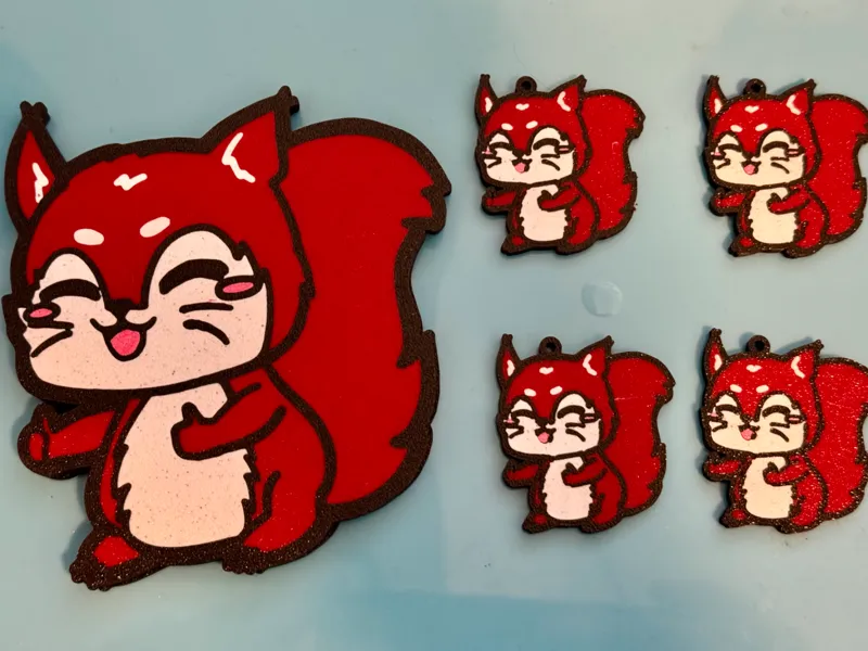 Red Squirrel Coaster and Keychain