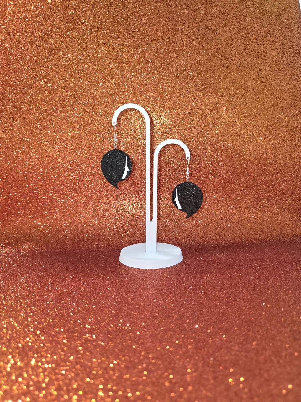 Woman face earrings view 3