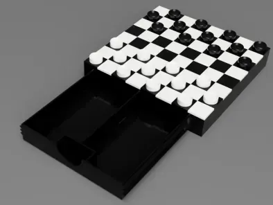 3D Printed Checkers Set with Drawer Warcaby 3D