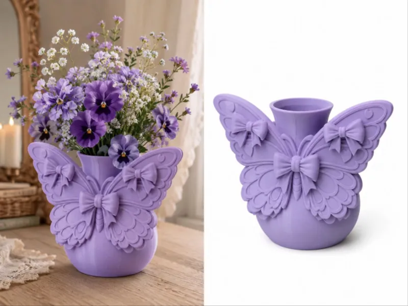 Lavender Butterfly Vase
