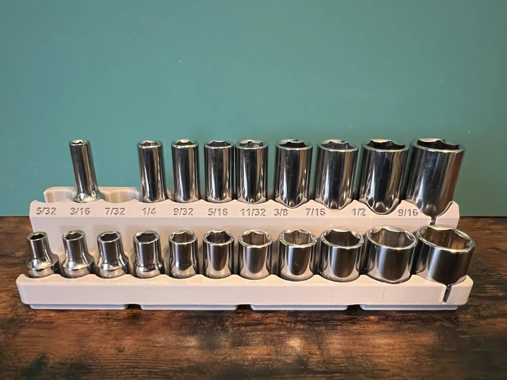 Gridfinity 1/4" Socket Holder - SAE - Free 3D Print Model - MakerWorld