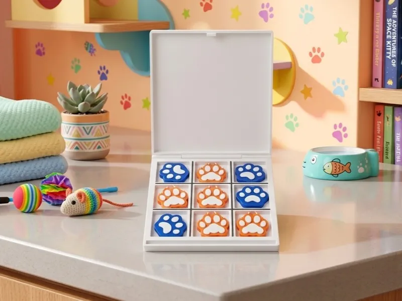 Paw Print Tic-Tac-Toe: Kids Travel Game Box