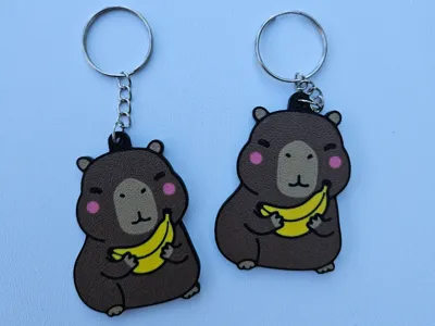 Capybara with Banana keychain