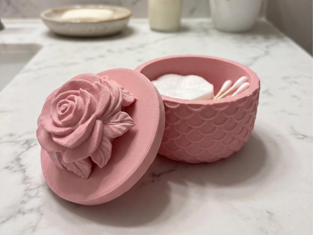 Rose Vanity Organizer Scaled Trinket Bathroom Jar