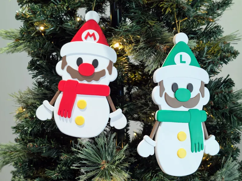 Mario & Luigi Snowman Xmas Ornaments - NO AMS