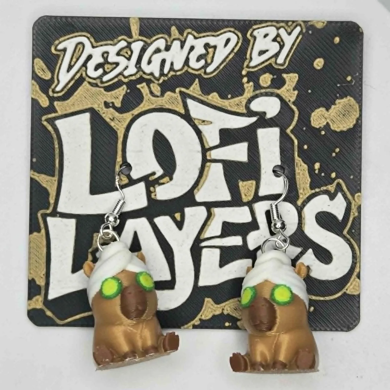 Capybara Spa Hanger Earrings view 3