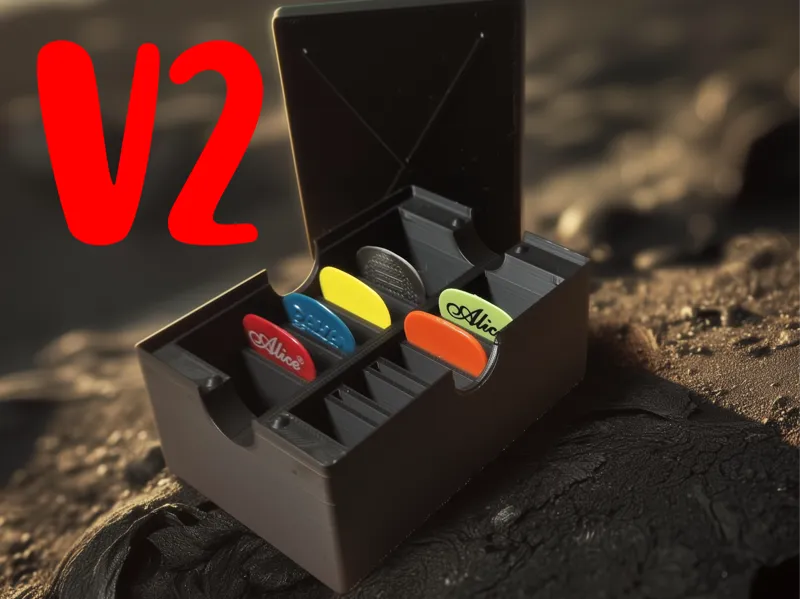 Pedalboard Guitar Pick Box - V2 - stronger magnets