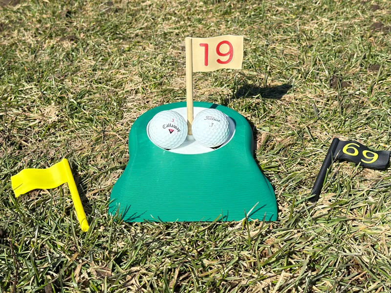 Realistic Golf Putting Hole With Flag