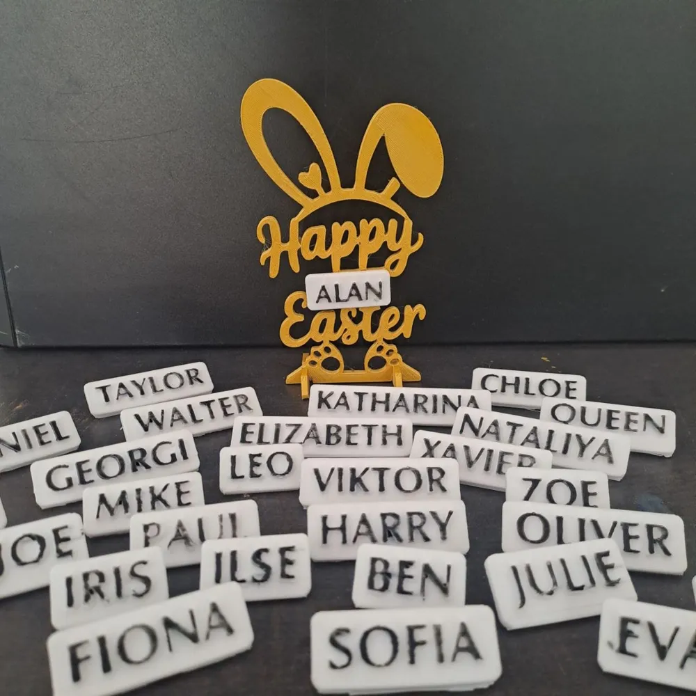 Easter bunny name frame decoration - Free 3D Print Model - MakerWorld