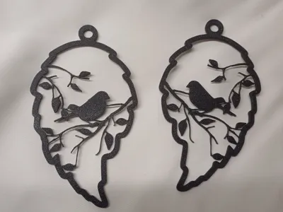 Leaf and Bird Hanging Ornament