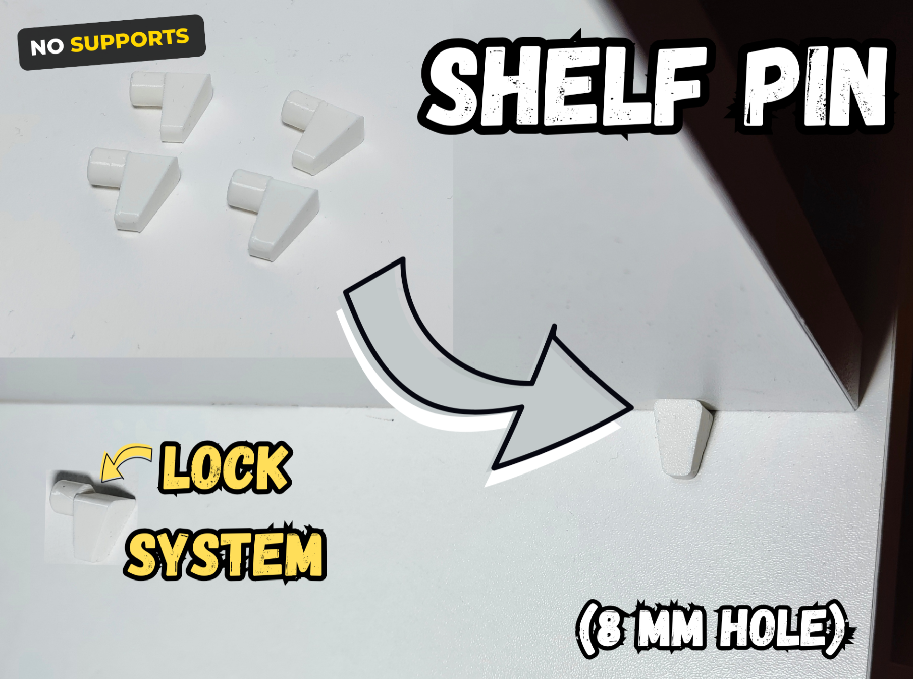Smart Locking Shelf Pin (for 8mm hole)