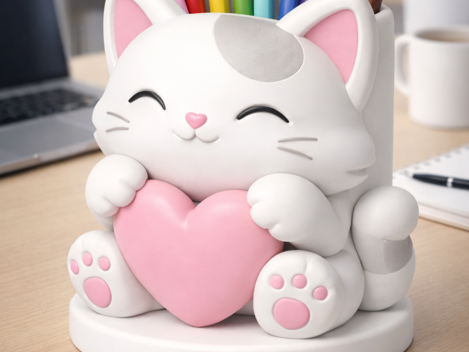 Cute Cat Pencil Holder – Kawaii Desk Organizer 