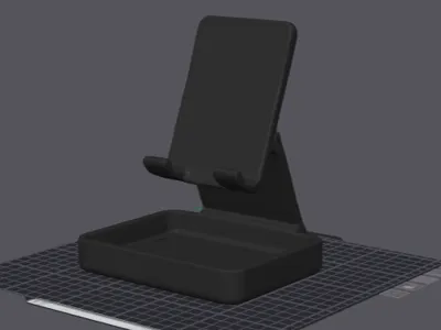 Phone stand with keys tray