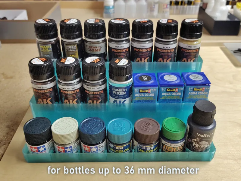 Organizer for paints up to 36 mm bottle diameter