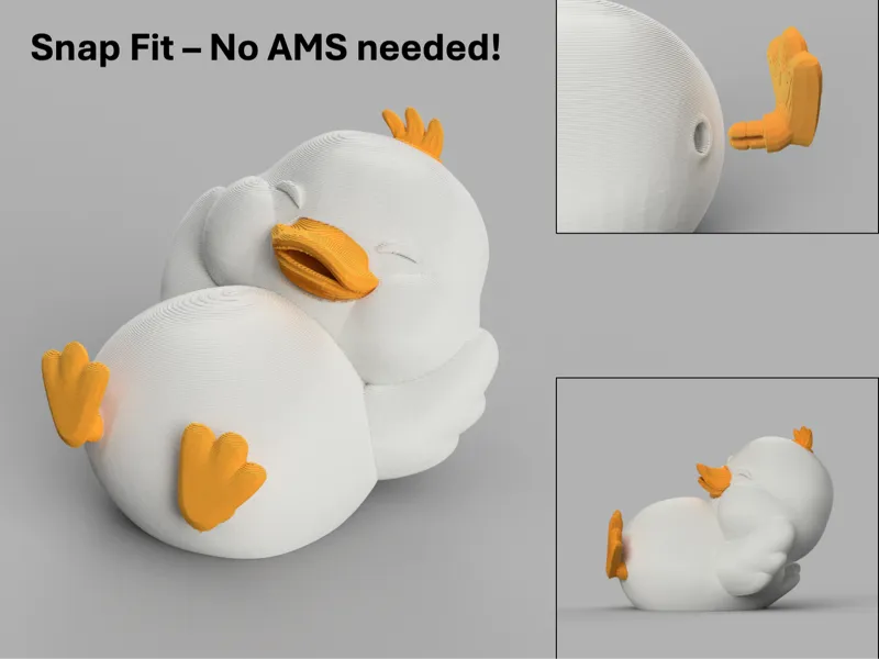 Cute Relaxing Duck - No AMS needed - Snap Fit!