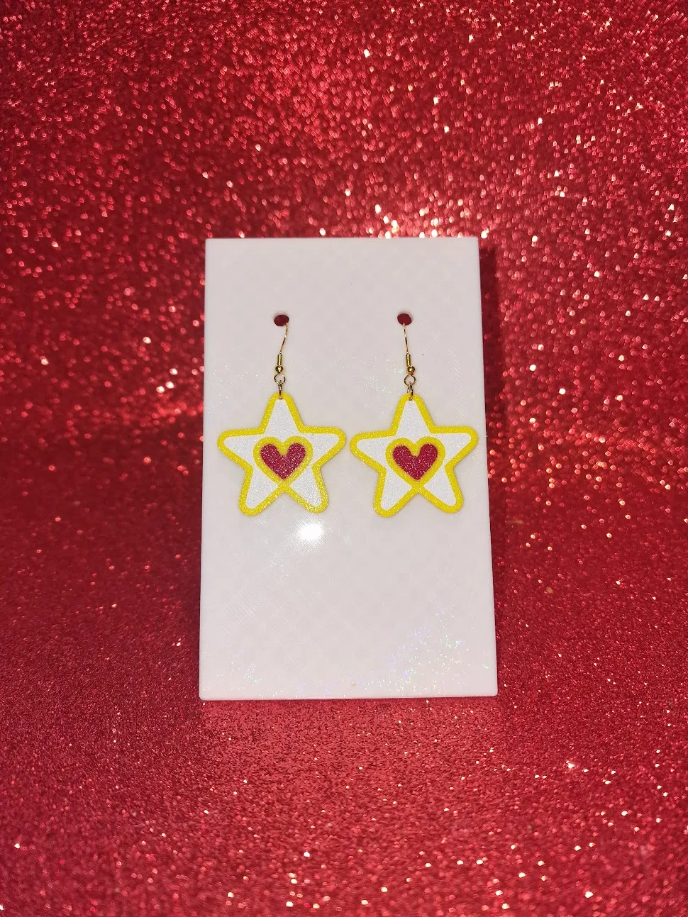 Heart star earrings view 2