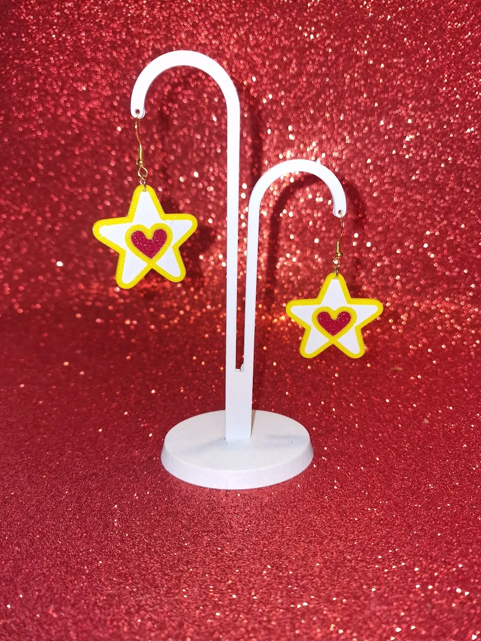 Heart star earrings view 3