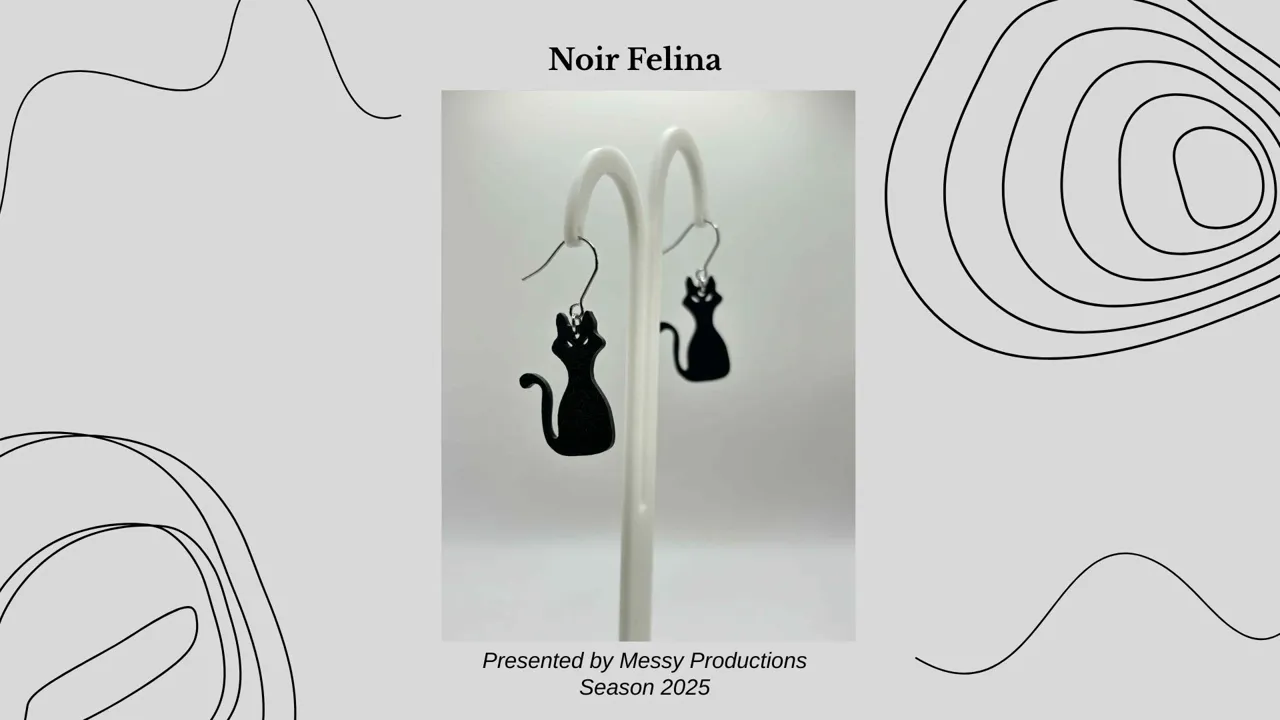 Black Cat Earrings - No AMS view 2