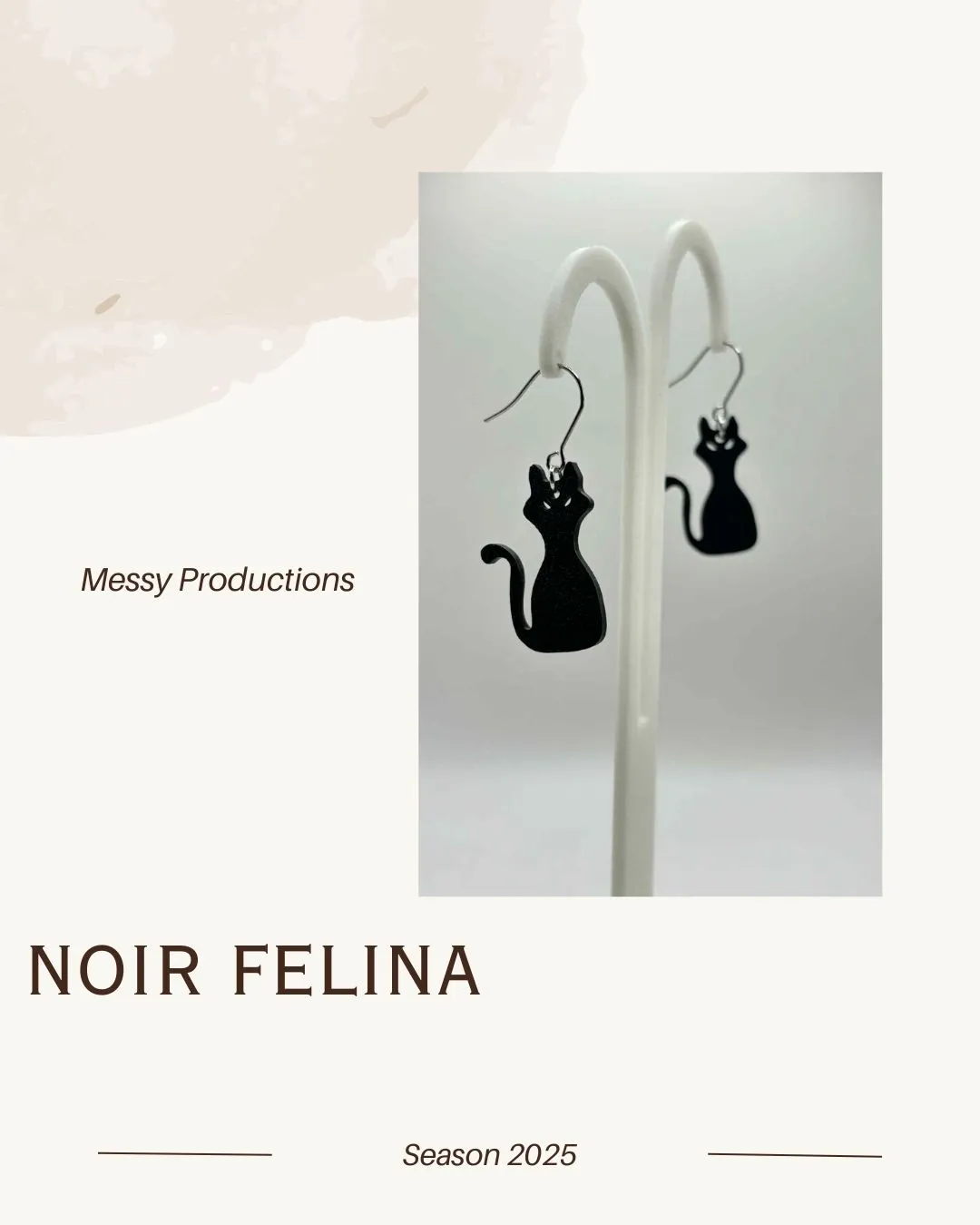 Black Cat Earrings - No AMS view 3