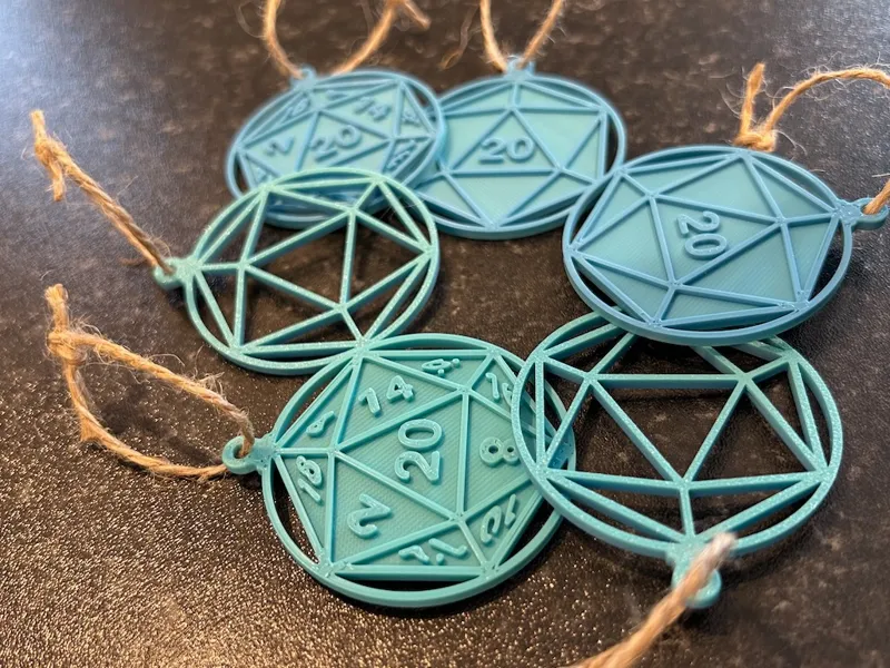 D&D D20 Dice Christmas Decoration Bauble Ornaments